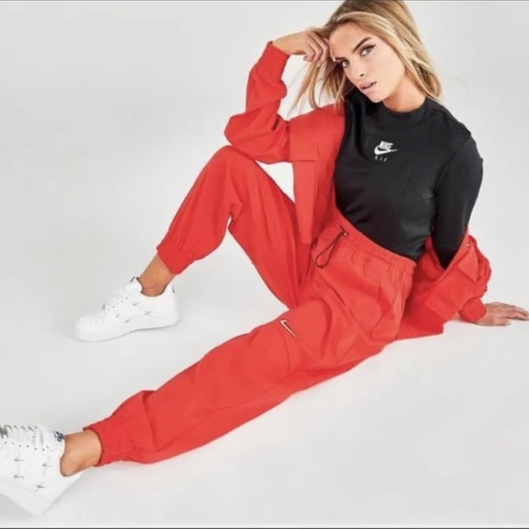 Nike | Pants u0026 Jumpsuits | Nike Sportswear Swoosh Woven Joggers Crewneck  Mason Red | Poshmark